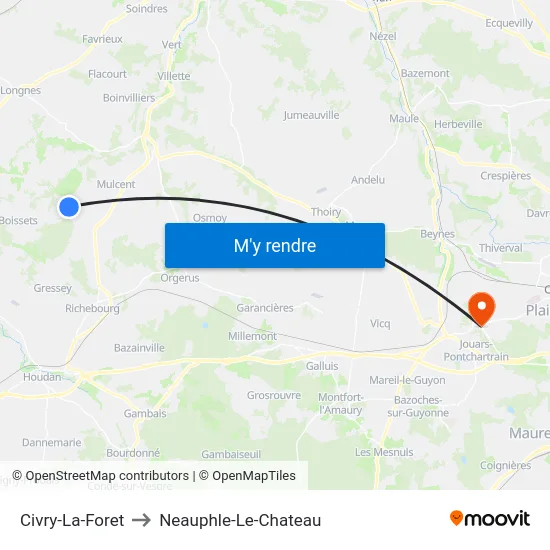 Civry-La-Foret to Neauphle-Le-Chateau map
