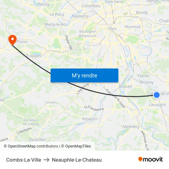 Combs-La-Ville to Neauphle-Le-Chateau map