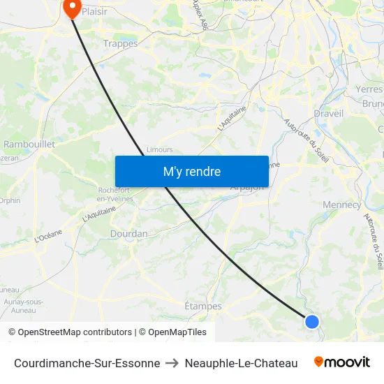 Courdimanche-Sur-Essonne to Neauphle-Le-Chateau map