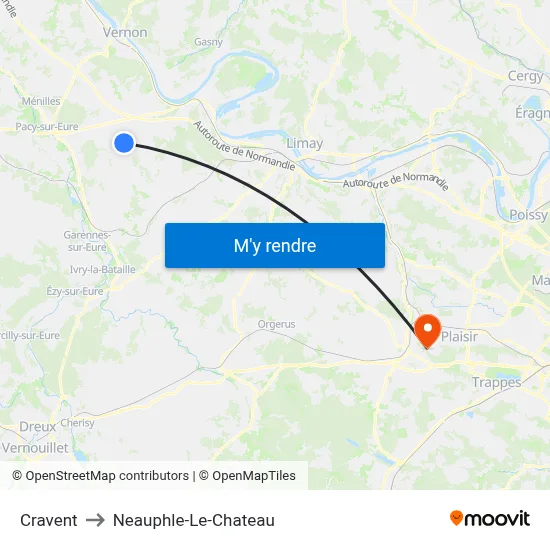 Cravent to Neauphle-Le-Chateau map