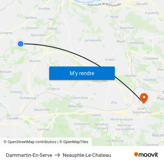 Dammartin-En-Serve to Neauphle-Le-Chateau map