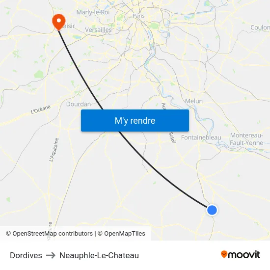 Dordives to Neauphle-Le-Chateau map