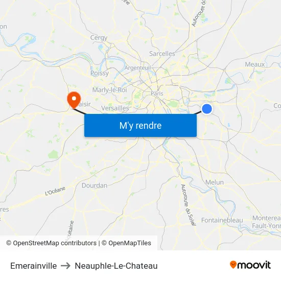 Emerainville to Neauphle-Le-Chateau map