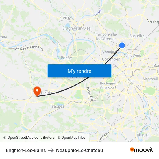 Enghien-Les-Bains to Neauphle-Le-Chateau map