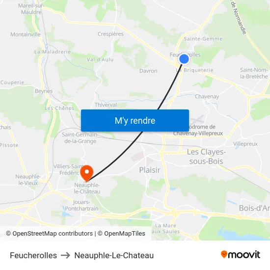 Feucherolles to Neauphle-Le-Chateau map