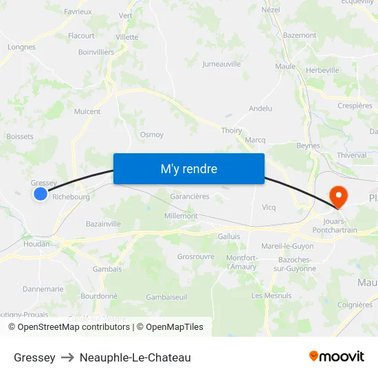 Gressey to Neauphle-Le-Chateau map