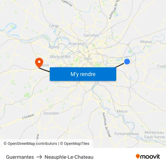 Guermantes to Neauphle-Le-Chateau map