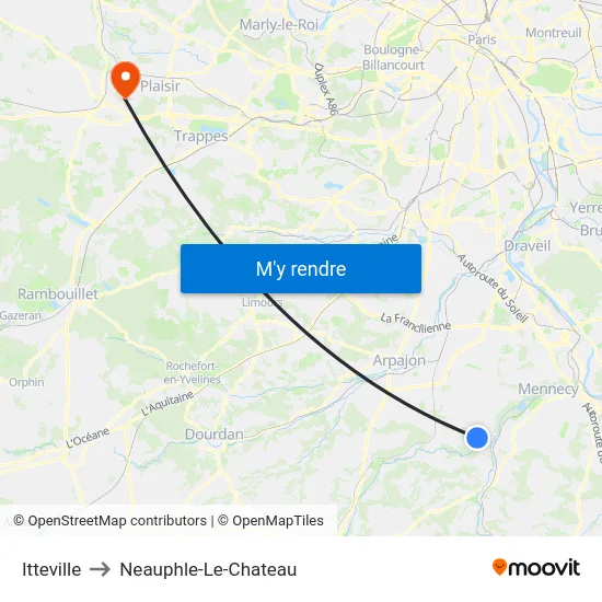 Itteville to Neauphle-Le-Chateau map