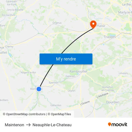 Maintenon to Neauphle-Le-Chateau map