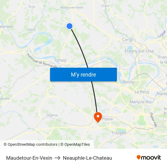 Maudetour-En-Vexin to Neauphle-Le-Chateau map