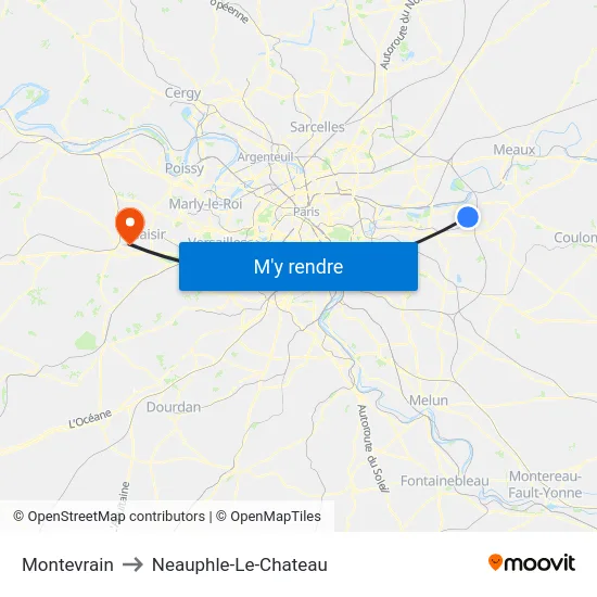 Montevrain to Neauphle-Le-Chateau map