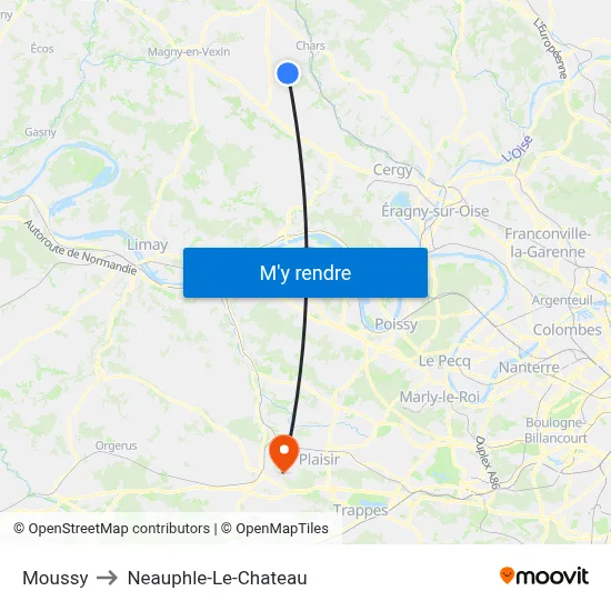Moussy to Neauphle-Le-Chateau map