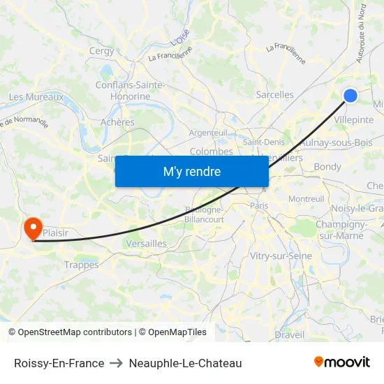 Roissy-En-France to Neauphle-Le-Chateau map