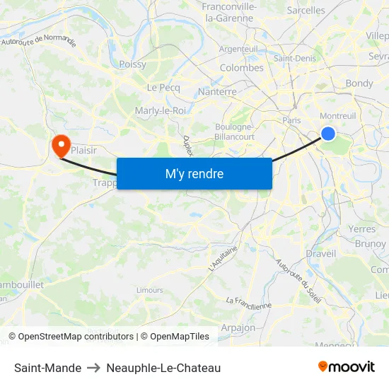Saint-Mande to Neauphle-Le-Chateau map