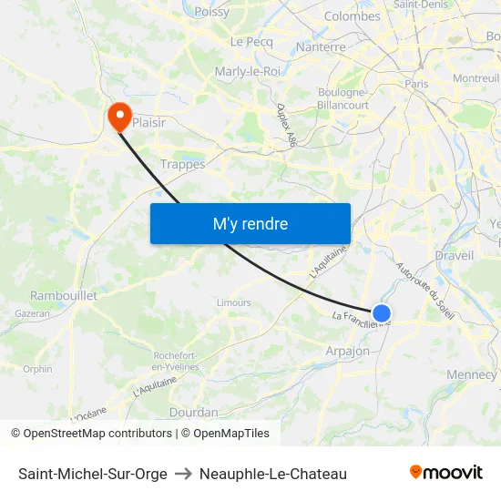 Saint-Michel-Sur-Orge to Neauphle-Le-Chateau map