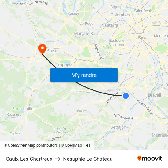 Saulx-Les-Chartreux to Neauphle-Le-Chateau map
