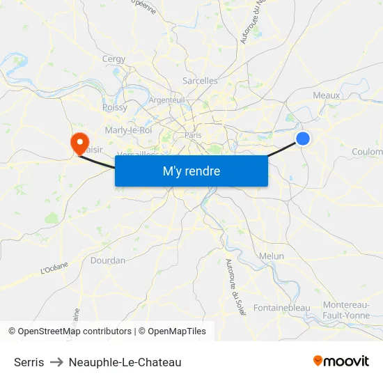 Serris to Neauphle-Le-Chateau map