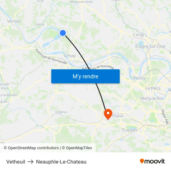 Vetheuil to Neauphle-Le-Chateau map