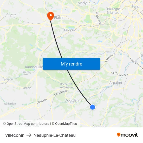 Villeconin to Neauphle-Le-Chateau map