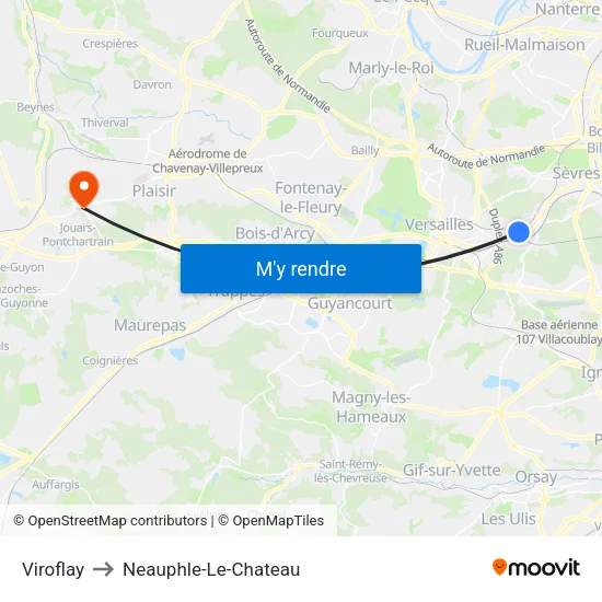 Viroflay to Neauphle-Le-Chateau map
