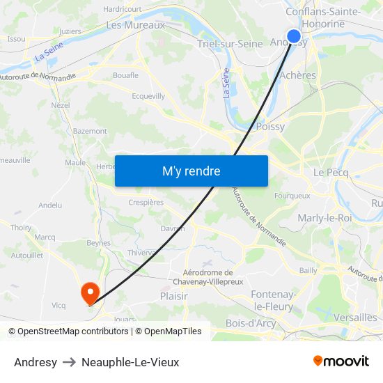 Andresy to Neauphle-Le-Vieux map
