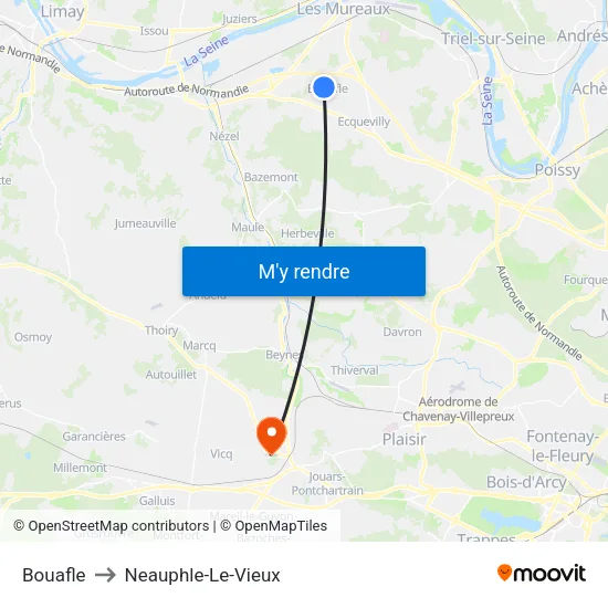 Bouafle to Neauphle-Le-Vieux map