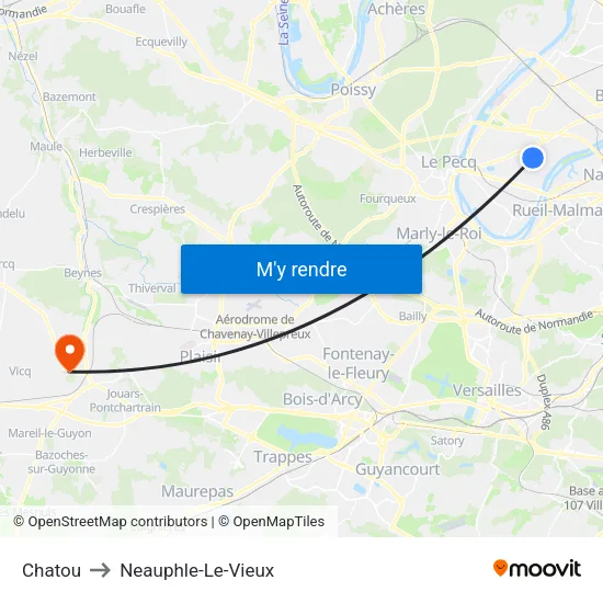 Chatou to Neauphle-Le-Vieux map