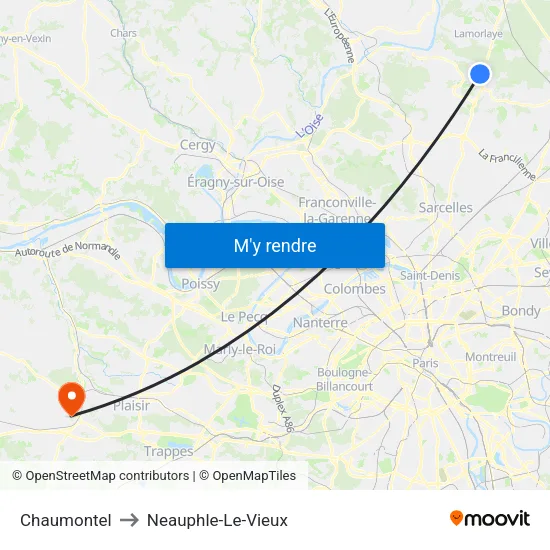 Chaumontel to Neauphle-Le-Vieux map