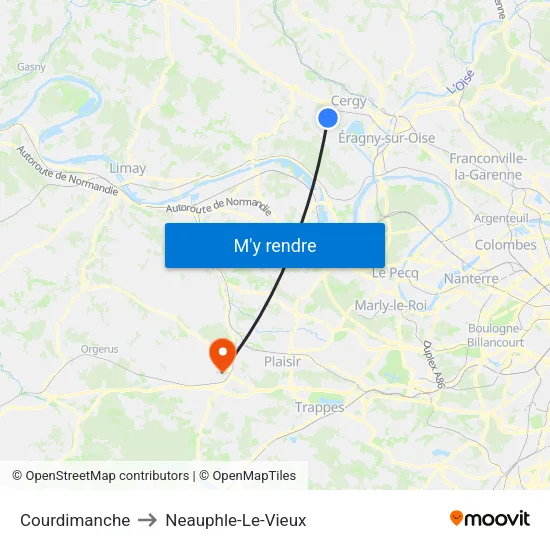 Courdimanche to Neauphle-Le-Vieux map