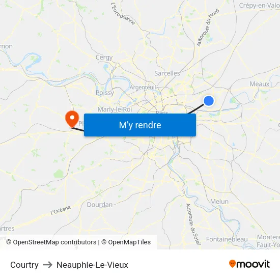 Courtry to Neauphle-Le-Vieux map