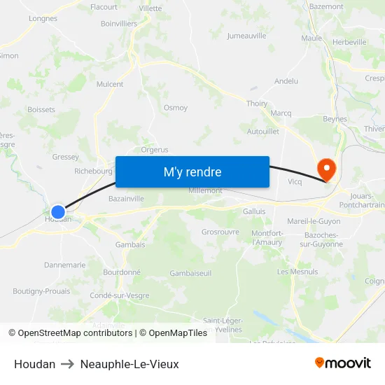 Houdan to Neauphle-Le-Vieux map