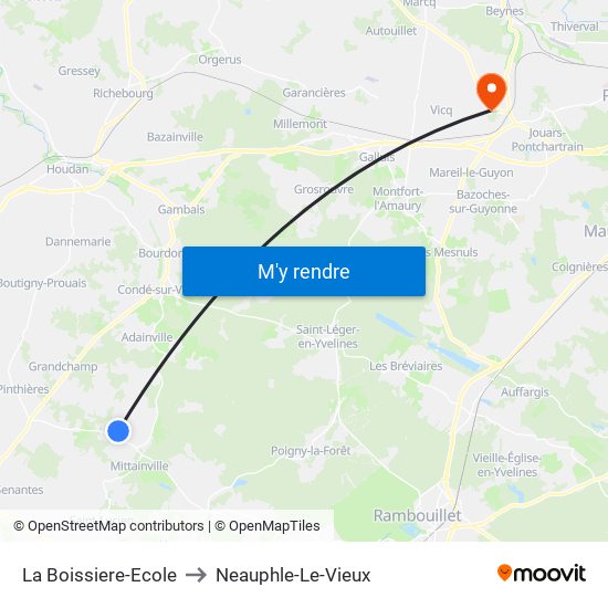 La Boissiere-Ecole to Neauphle-Le-Vieux map