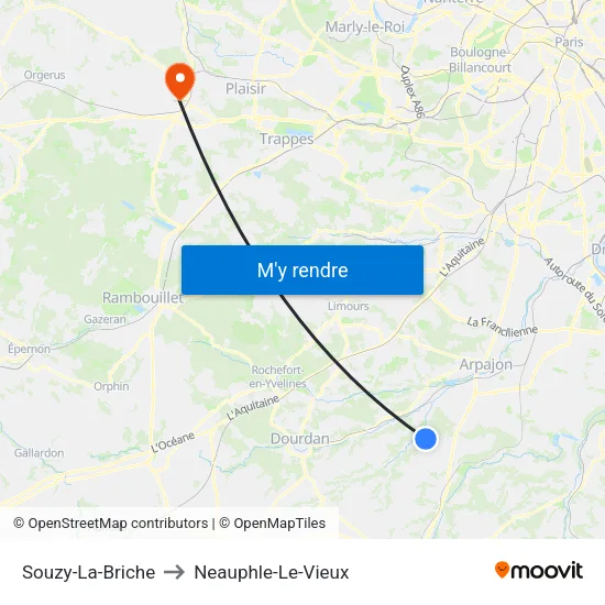 Souzy-La-Briche to Neauphle-Le-Vieux map