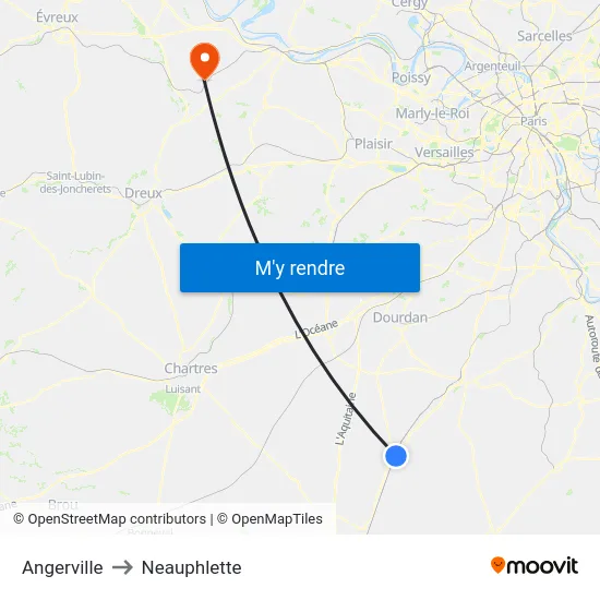 Angerville to Neauphlette map