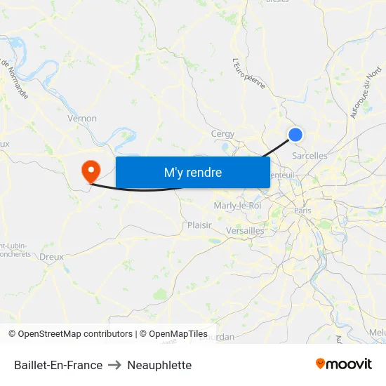 Baillet-En-France to Neauphlette map