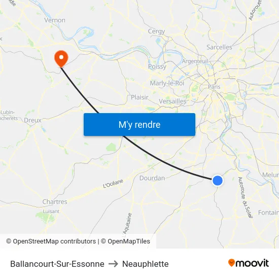 Ballancourt-Sur-Essonne to Neauphlette map