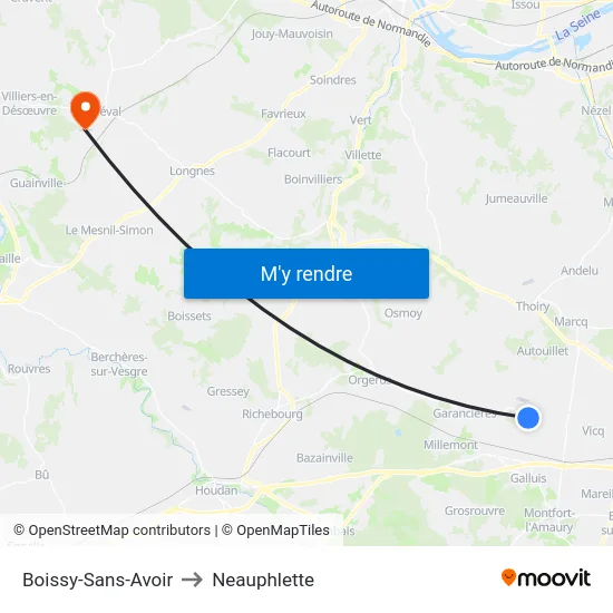 Boissy-Sans-Avoir to Neauphlette map
