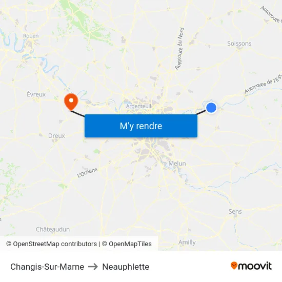 Changis-Sur-Marne to Neauphlette map