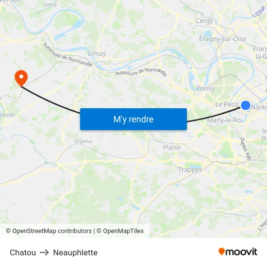 Chatou to Neauphlette map