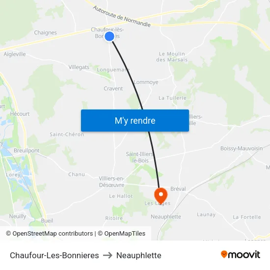 Chaufour-Les-Bonnieres to Neauphlette map