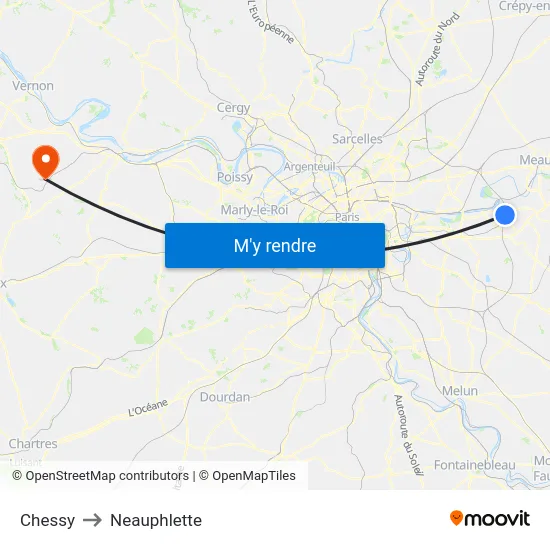 Chessy to Neauphlette map