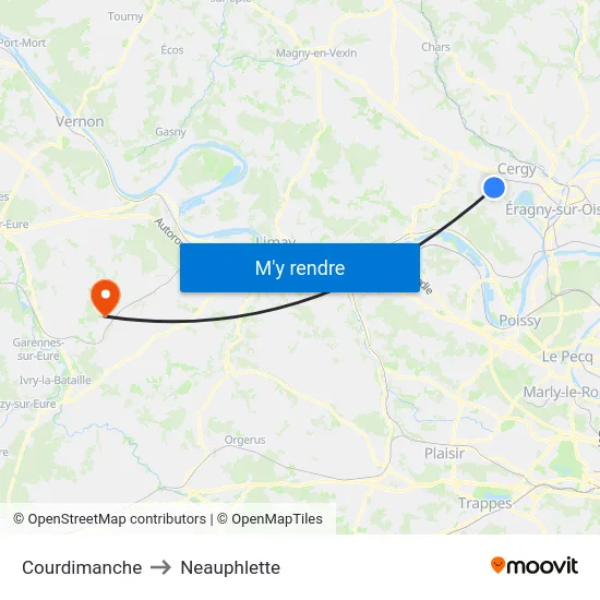 Courdimanche to Neauphlette map