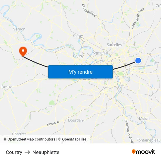 Courtry to Neauphlette map