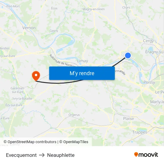 Evecquemont to Neauphlette map