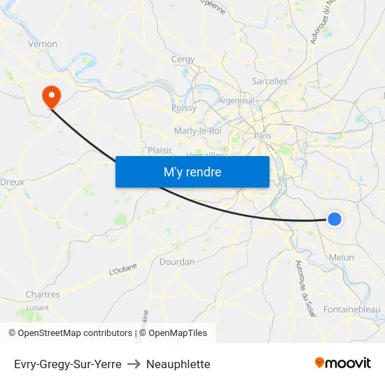 Evry-Gregy-Sur-Yerre to Neauphlette map