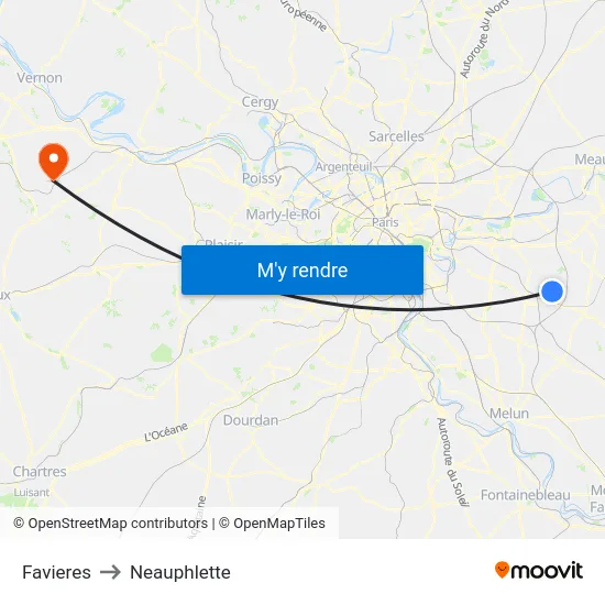 Favieres to Neauphlette map