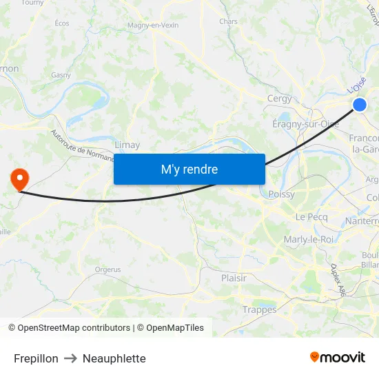 Frepillon to Neauphlette map