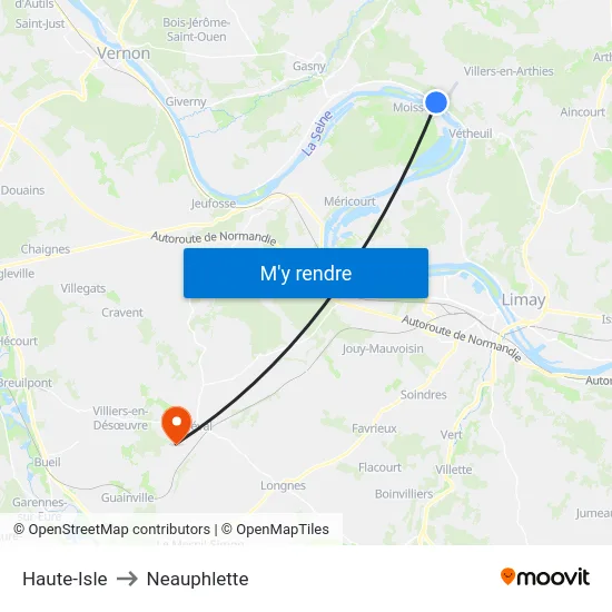 Haute-Isle to Neauphlette map