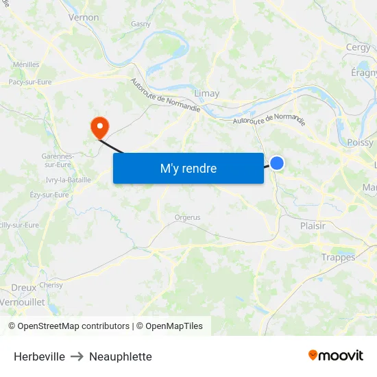 Herbeville to Neauphlette map