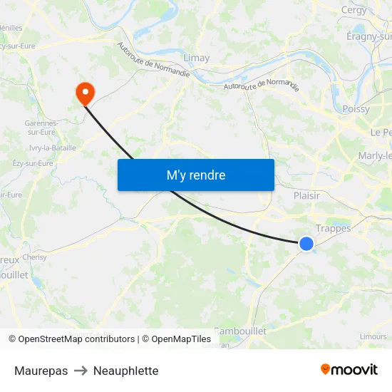 Maurepas to Neauphlette map
